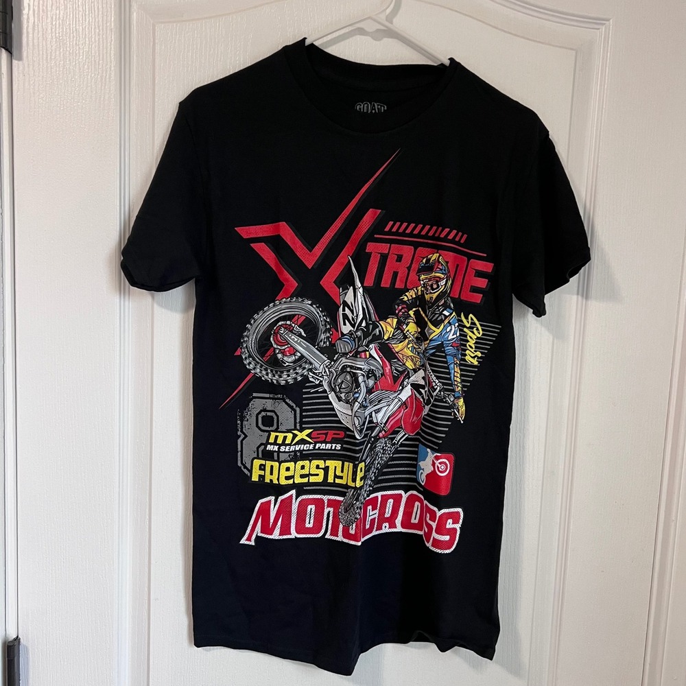 Goat Crew Xtreme Freestyle Motocross Graphic T-Shirt Mens Size Small Black NWOT